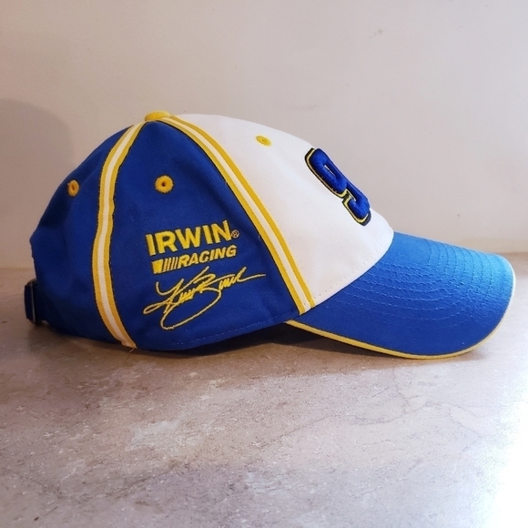 Nascar Kenny Irwin Racing Hat Cap 97 Adjustable 100% Cotton Blue White Gold EUC - Picture 2 of 10